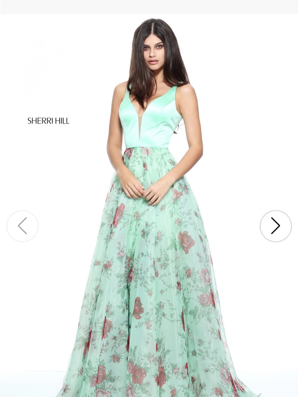 Sherri Hill 51211 Green Floral Print Gown